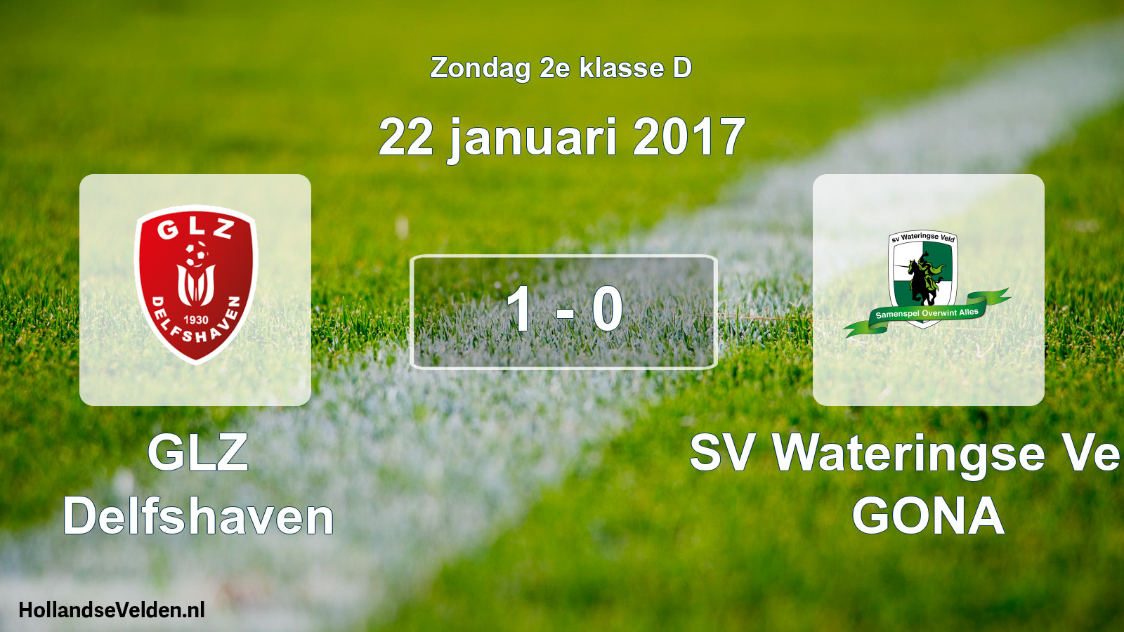Total number of matches played: GLZ Delfshaven - SV Wateringse Veld GONA 1 - 0 (22 January 2017)