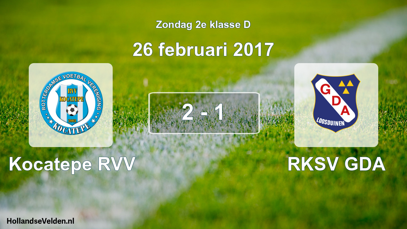 Total number of matches played: Kocatepe RVV - RKSV GDA 2 - 1 (26 February 2017)