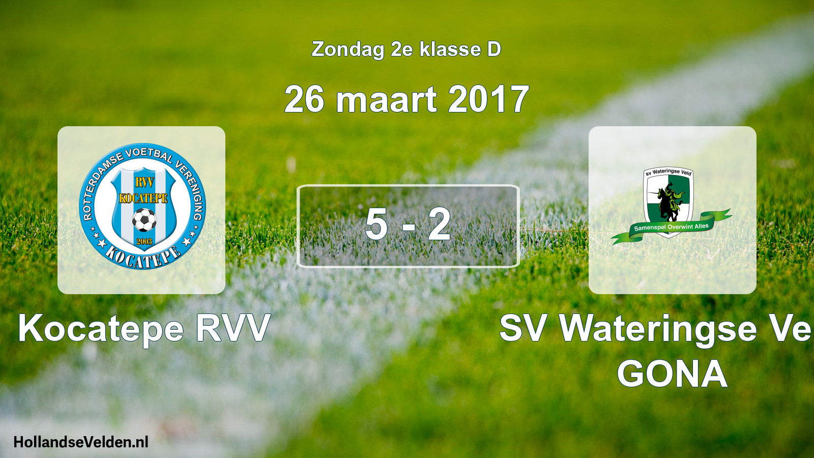 Total number of matches played: Kocatepe RVV - SV Wateringse Veld GONA 5 - 2 (26 March 2017)