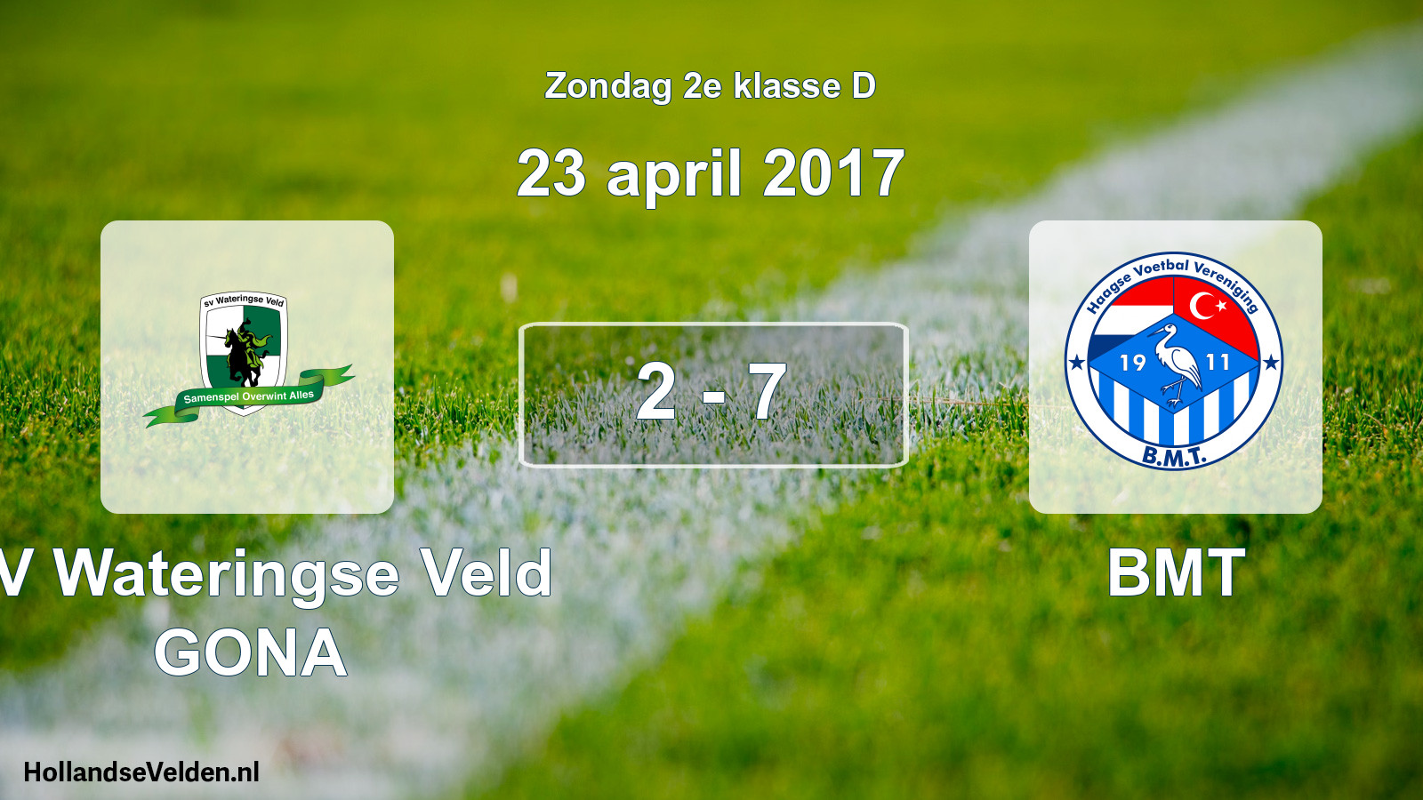 Total number of matches played: SV Wateringse Veld GONA - BMT 2 - 7 (23 April 2017)