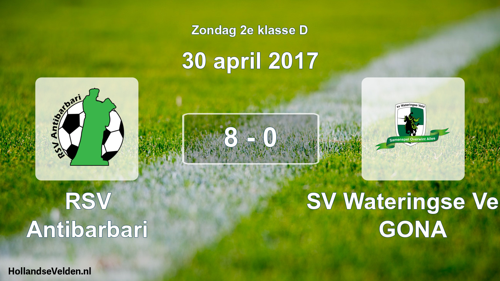 Total number of matches played: RSV Antibarbari - SV Wateringse Veld GONA 8 - 0 (30 April 2017)