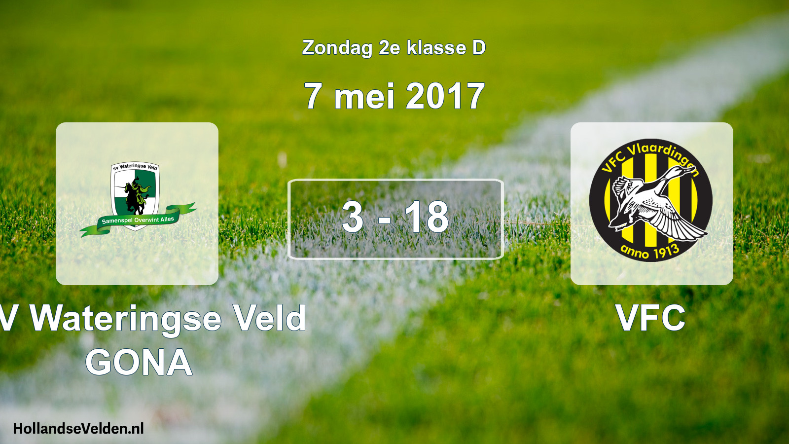 Total number of matches played: SV Wateringse Veld GONA - VFC 3 - 18 (7 May 2017)