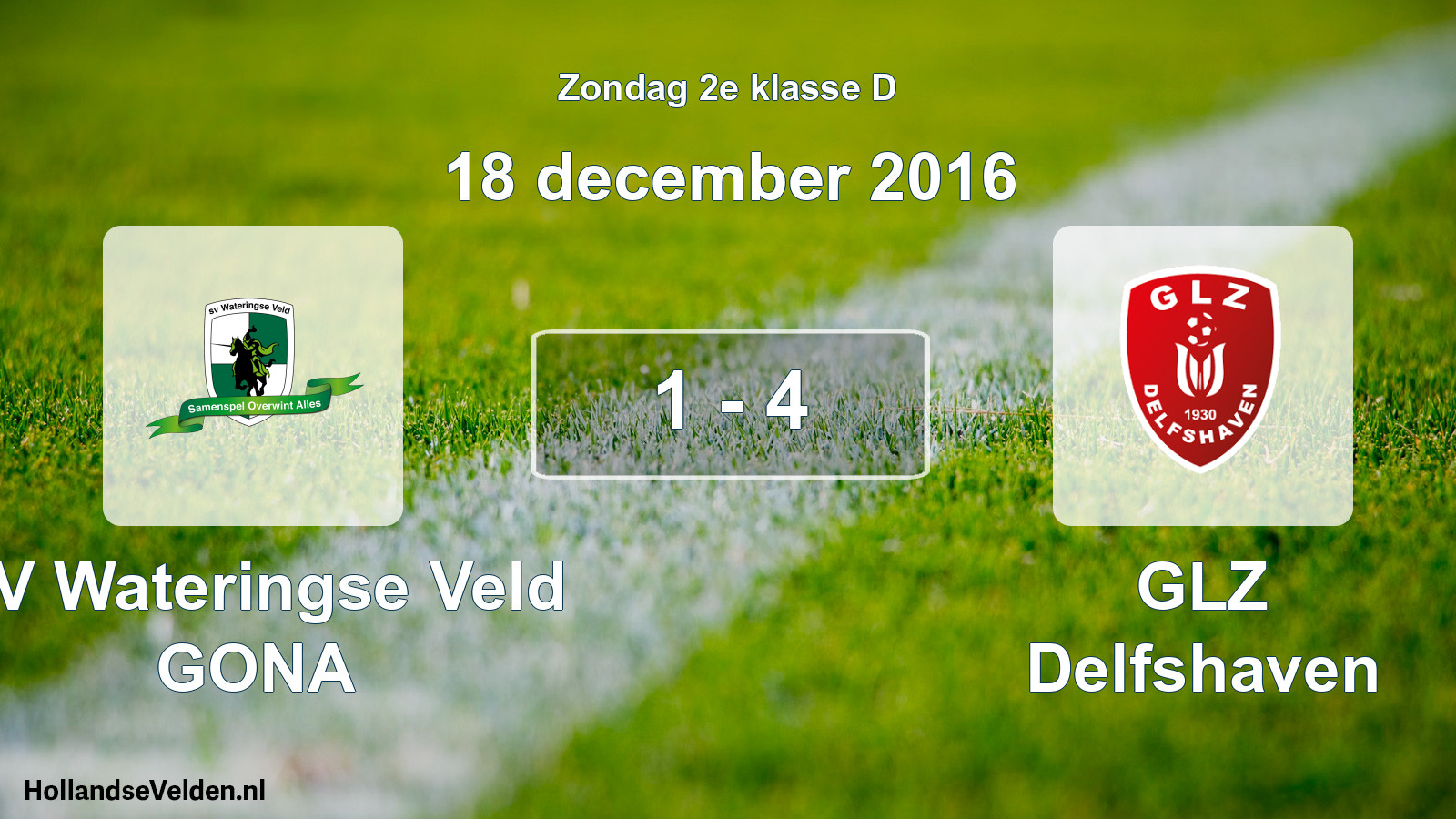Total number of matches played: SV Wateringse Veld GONA - GLZ Delfshaven 1 - 4 (18 December 2016)