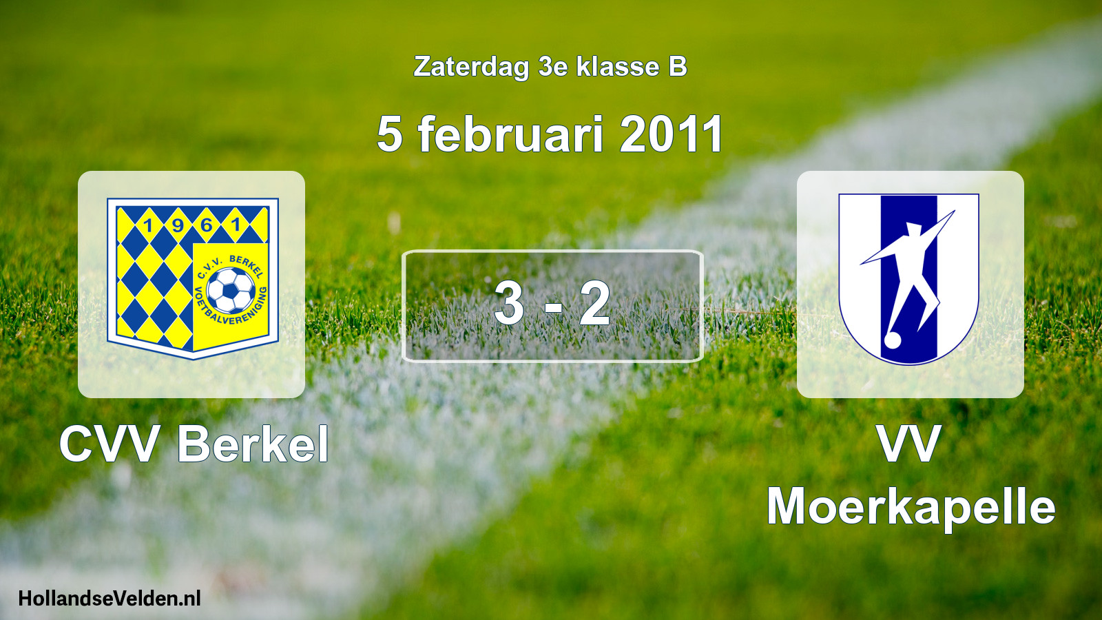 Total number of matches played: CVV Berkel - VV Moerkapelle 3 - 2 (5 February 2011)