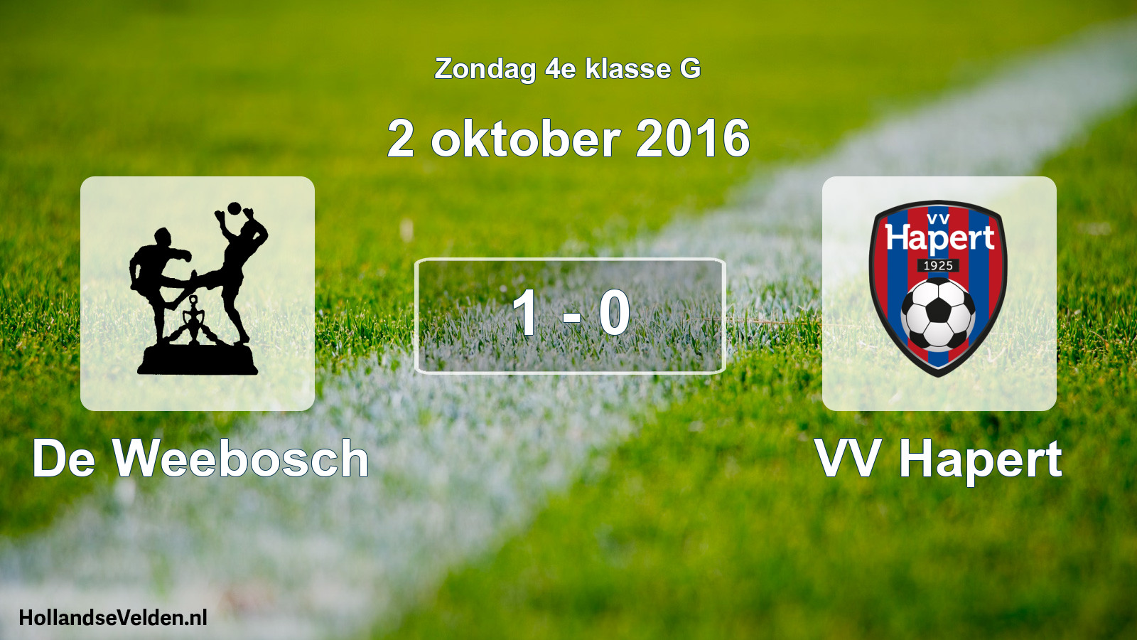 Total number of matches played: De Weebosch - VV Hapert 1 - 0 (2 October 2016)