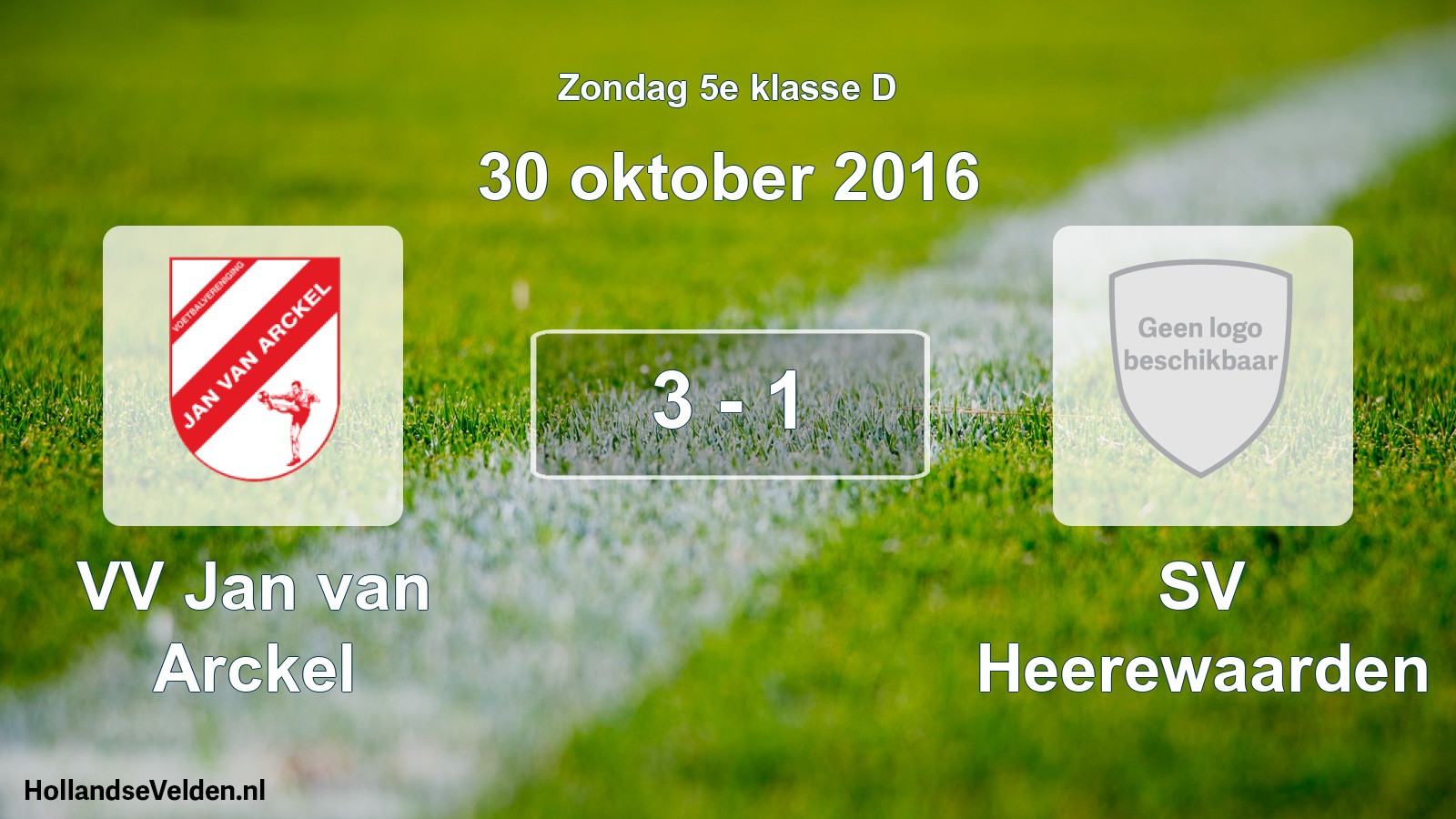 Total number of matches played: VV Jan van Arckel - SV Heerewaarden 3 - 1 (30 October 2016)