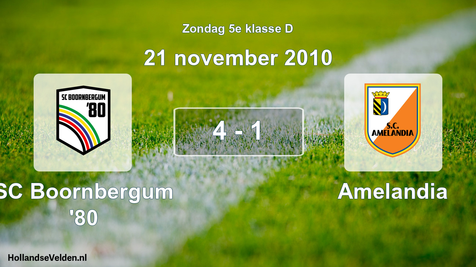 Total number of matches played: SC Boornbergum '80 - Amelandia 4 - 1 (21 November 2010)