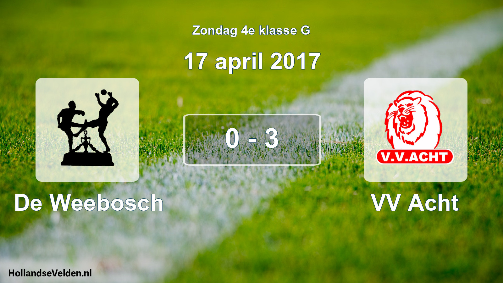 Total number of matches played: De Weebosch - VV Acht 0 - 3 (17 April 2017)