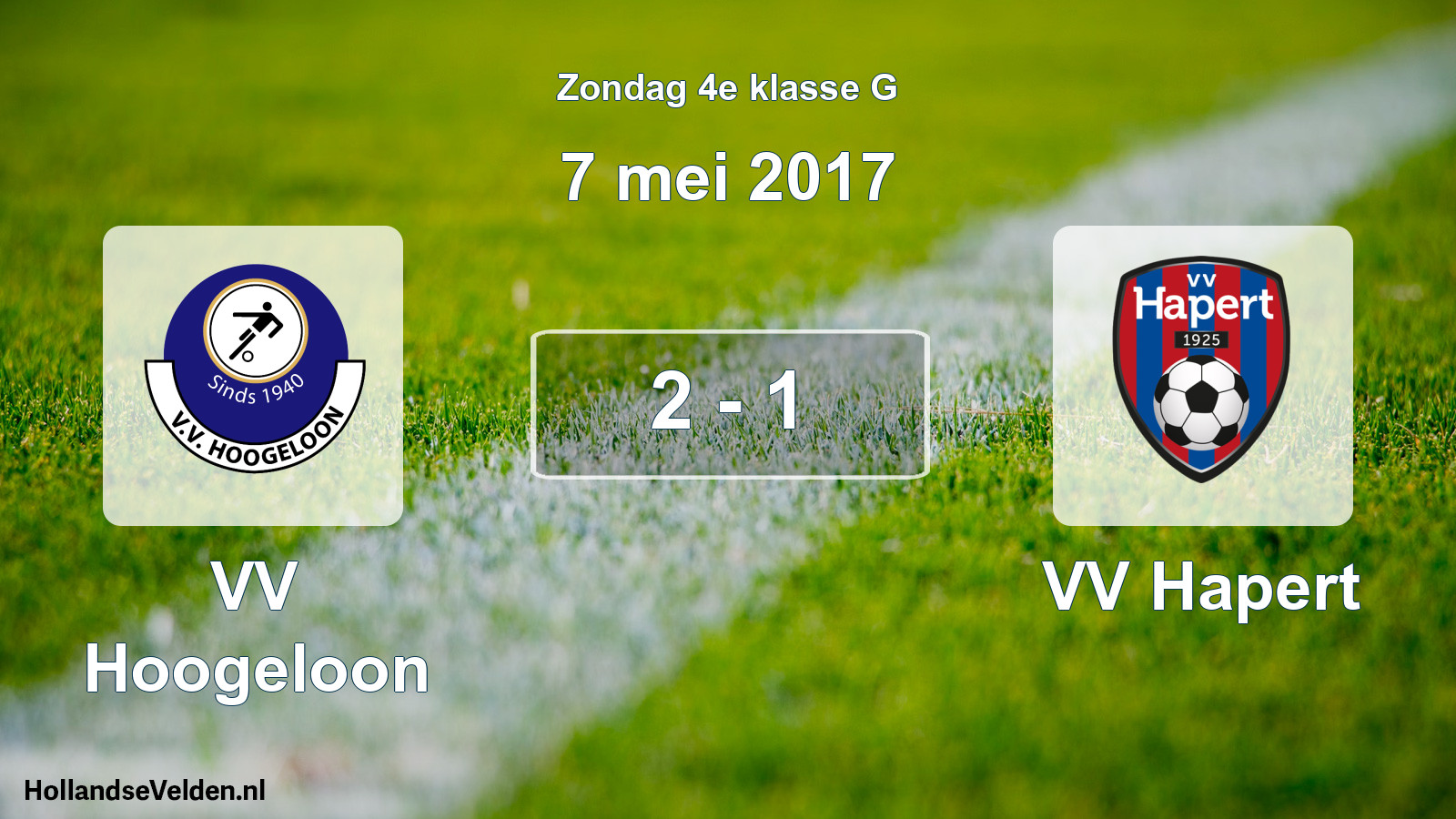 Total number of matches played: VV Hoogeloon - VV Hapert 2 - 1 (7 May 2017)