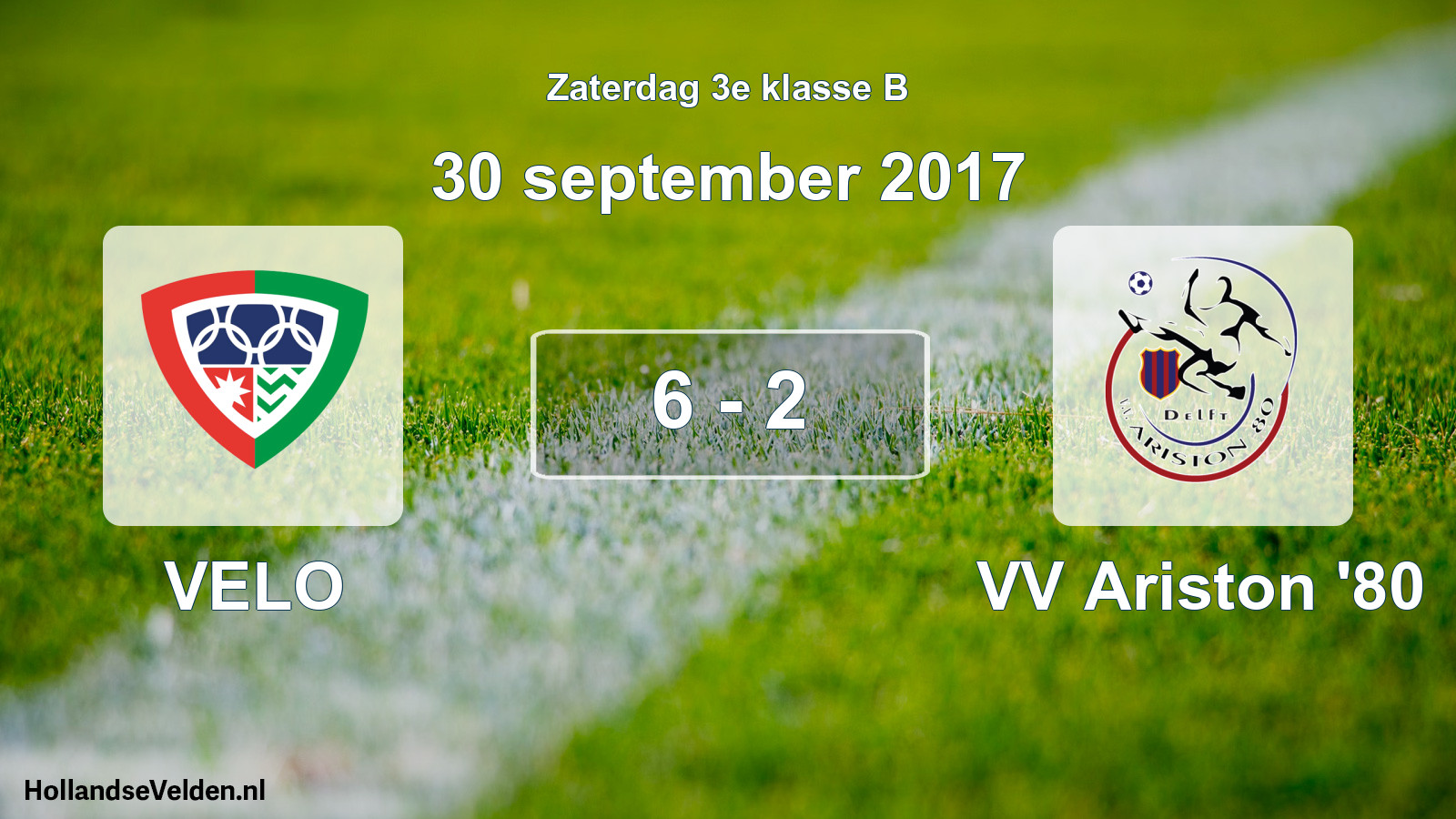 Total number of matches played: VELO - VV Ariston '80 6 - 2 (30 September 2017)