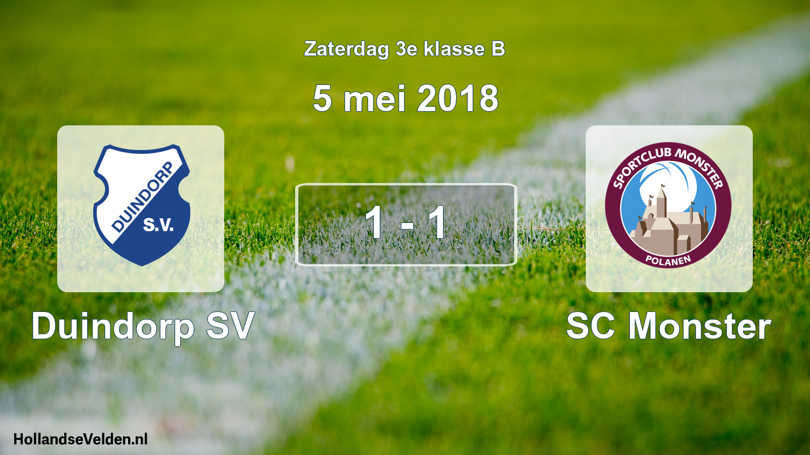 Total number of matches played: Duindorp SV - SC Monster 1 - 1 (5 May 2018)