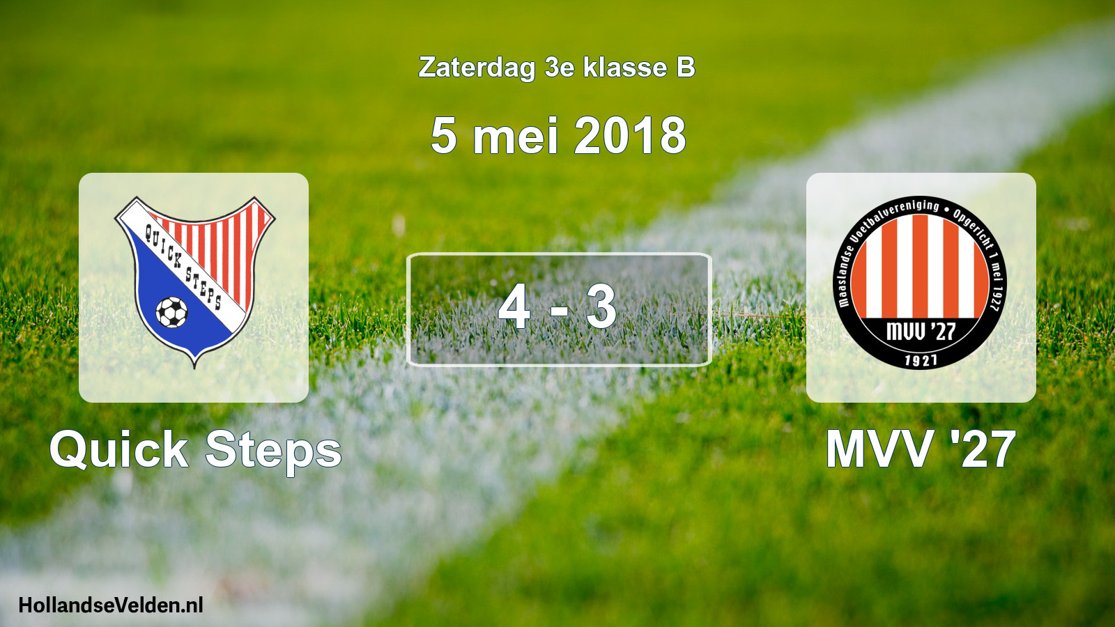 Total number of matches played: Quick Steps - MVV '27 4 - 3 (5 May 2018)