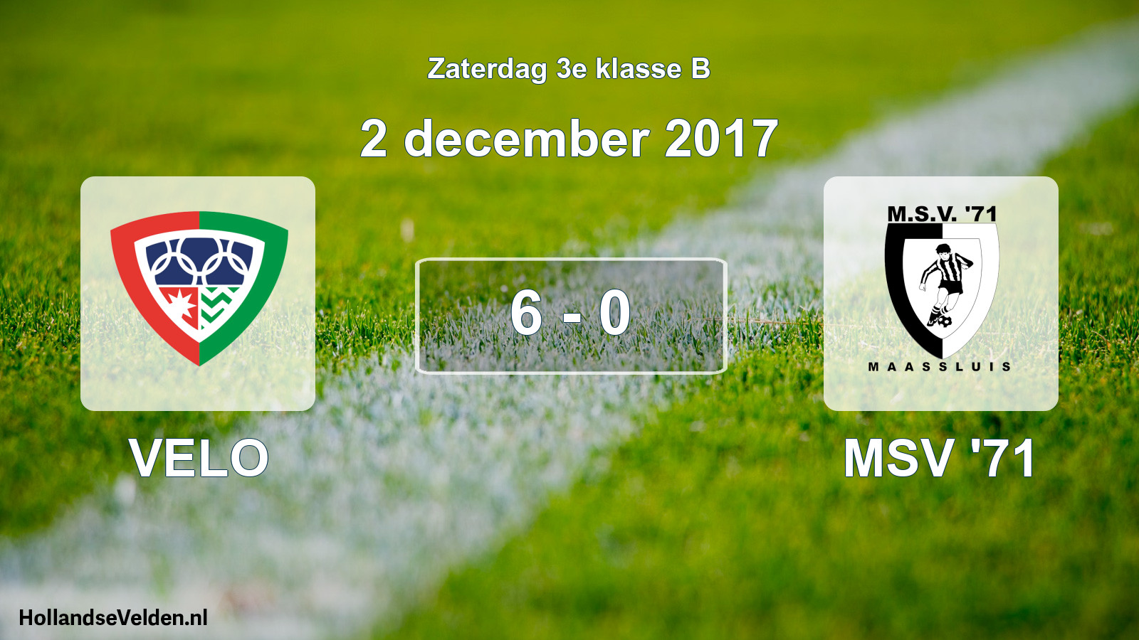 Total number of matches played: VELO - MSV '71 6 - 0 (2 December 2017)