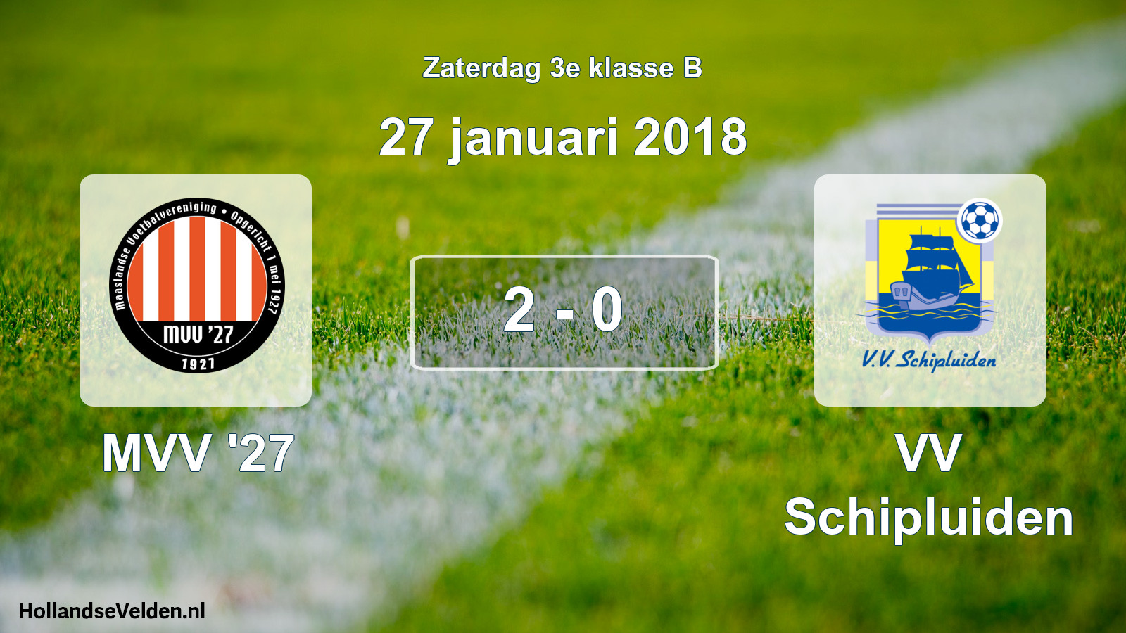 Total number of matches played: MVV '27 - VV Schipluiden 2 - 0 (27 January 2018)