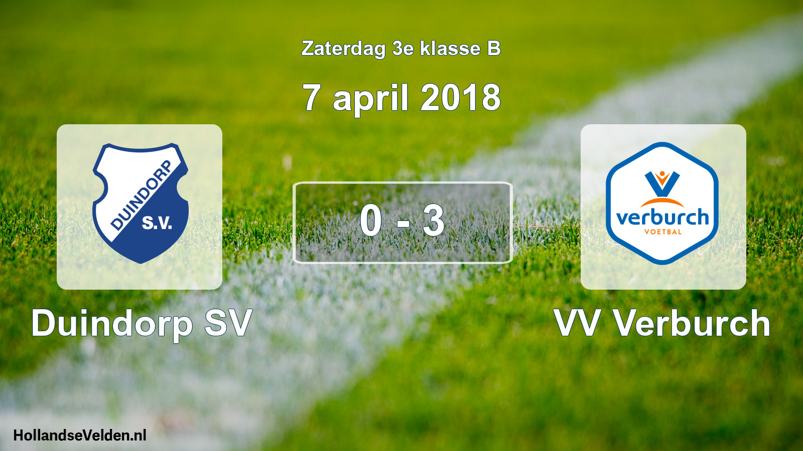 Total number of matches played: Duindorp SV - VV Verburch 0 - 3 (7 April 2018)