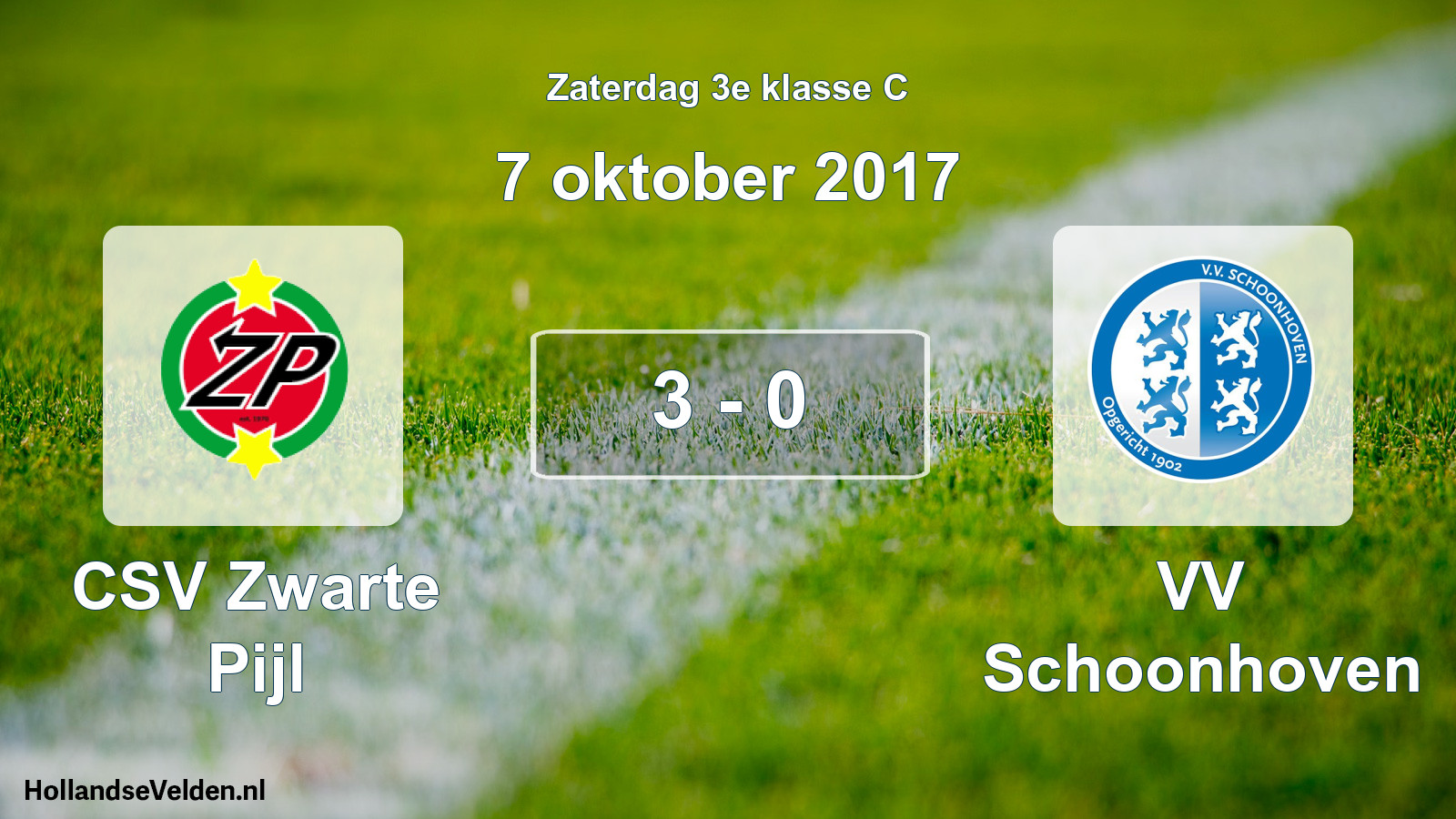 Total number of matches played: CSV Zwarte Pijl - VV Schoonhoven 3 - 0 (7 October 2017)