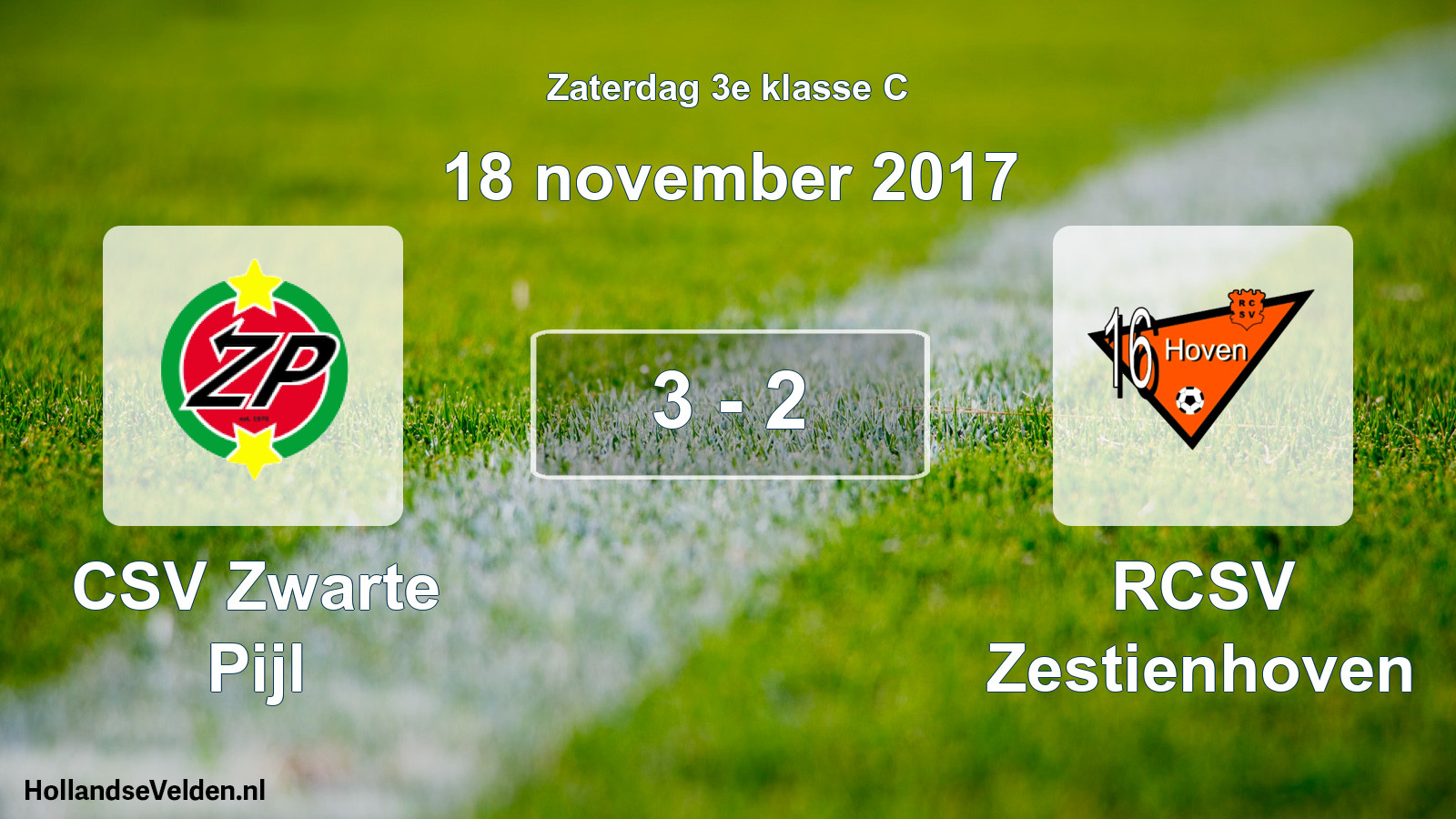 Total number of matches played: CSV Zwarte Pijl - RCSV Zestienhoven 3 - 2 (18 November 2017)