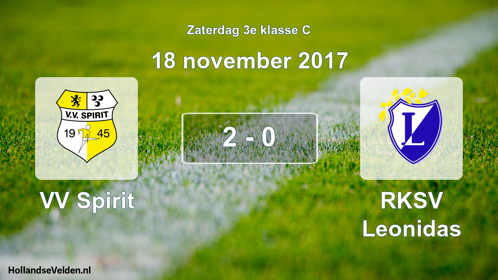 Total number of matches played: VV Spirit - RKSV Leonidas 2 - 0 (18 November 2017)
