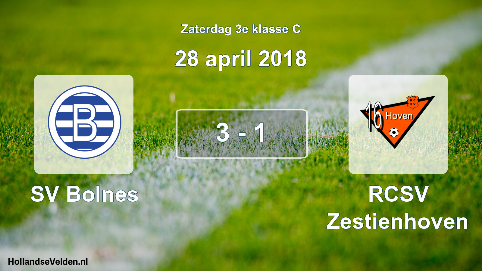 Total number of matches played: SV Bolnes - RCSV Zestienhoven 3 - 1 (28 April 2018)