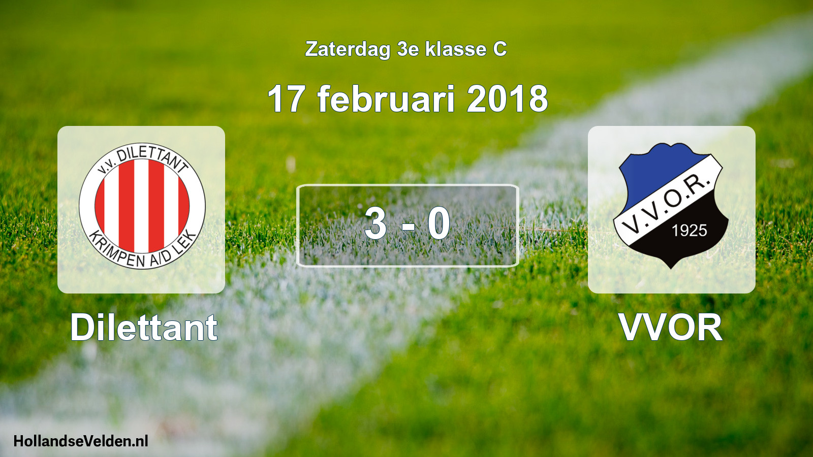 Total number of matches played: Dilettant - VVOR 3 - 0 (17 February 2018)