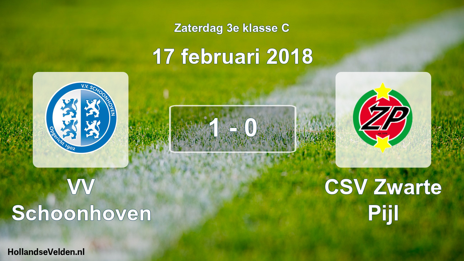 Total number of matches played: VV Schoonhoven - CSV Zwarte Pijl 1 - 0 (17 February 2018)