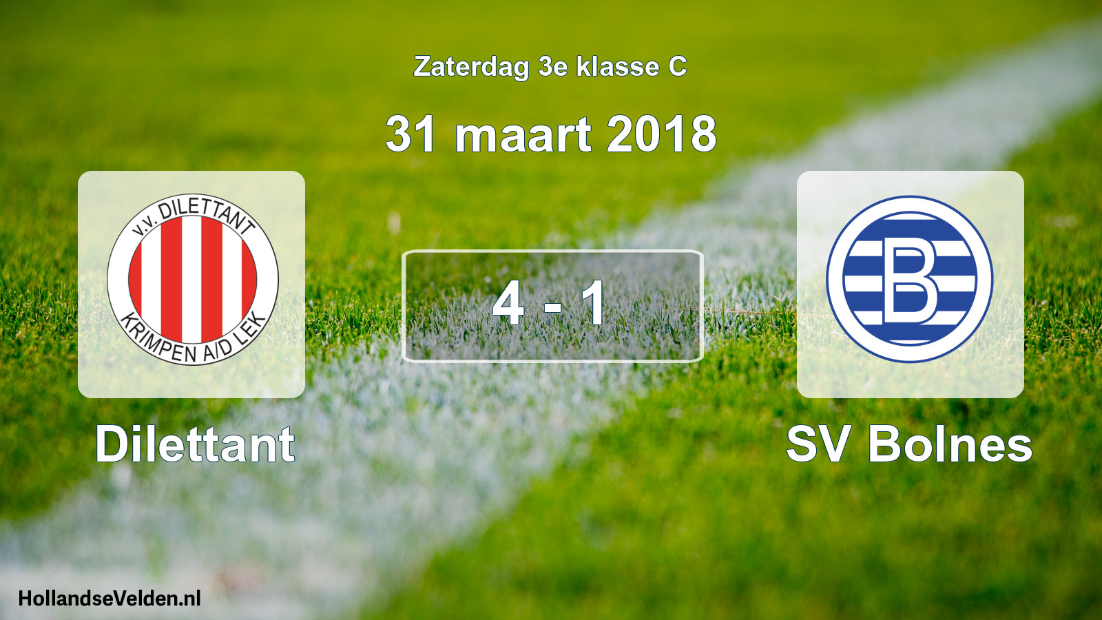 Total number of matches played: Dilettant - SV Bolnes 4 - 1 (31 March 2018)