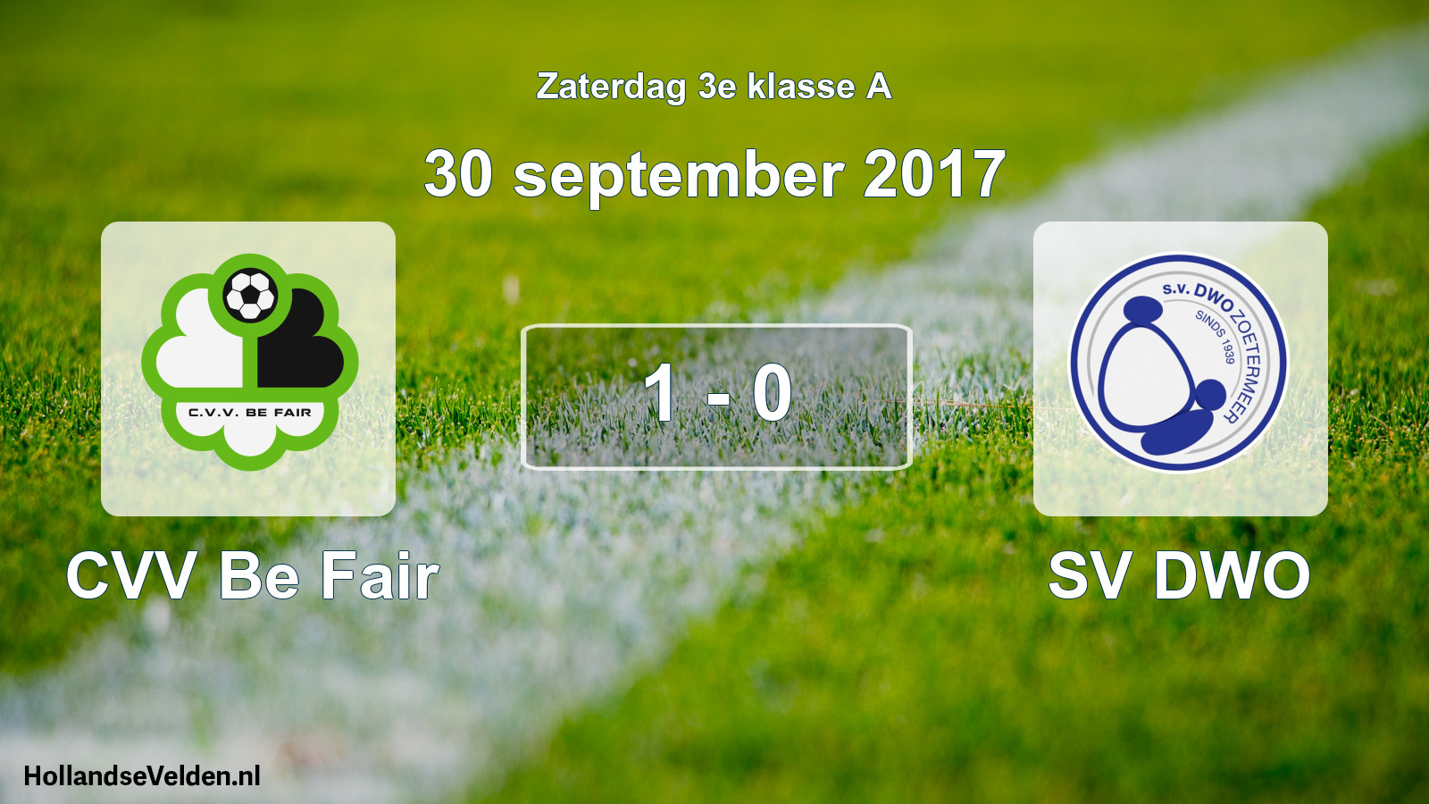 Total number of matches played: CVV Be Fair - SV DWO 1 - 0 (30 September 2017)