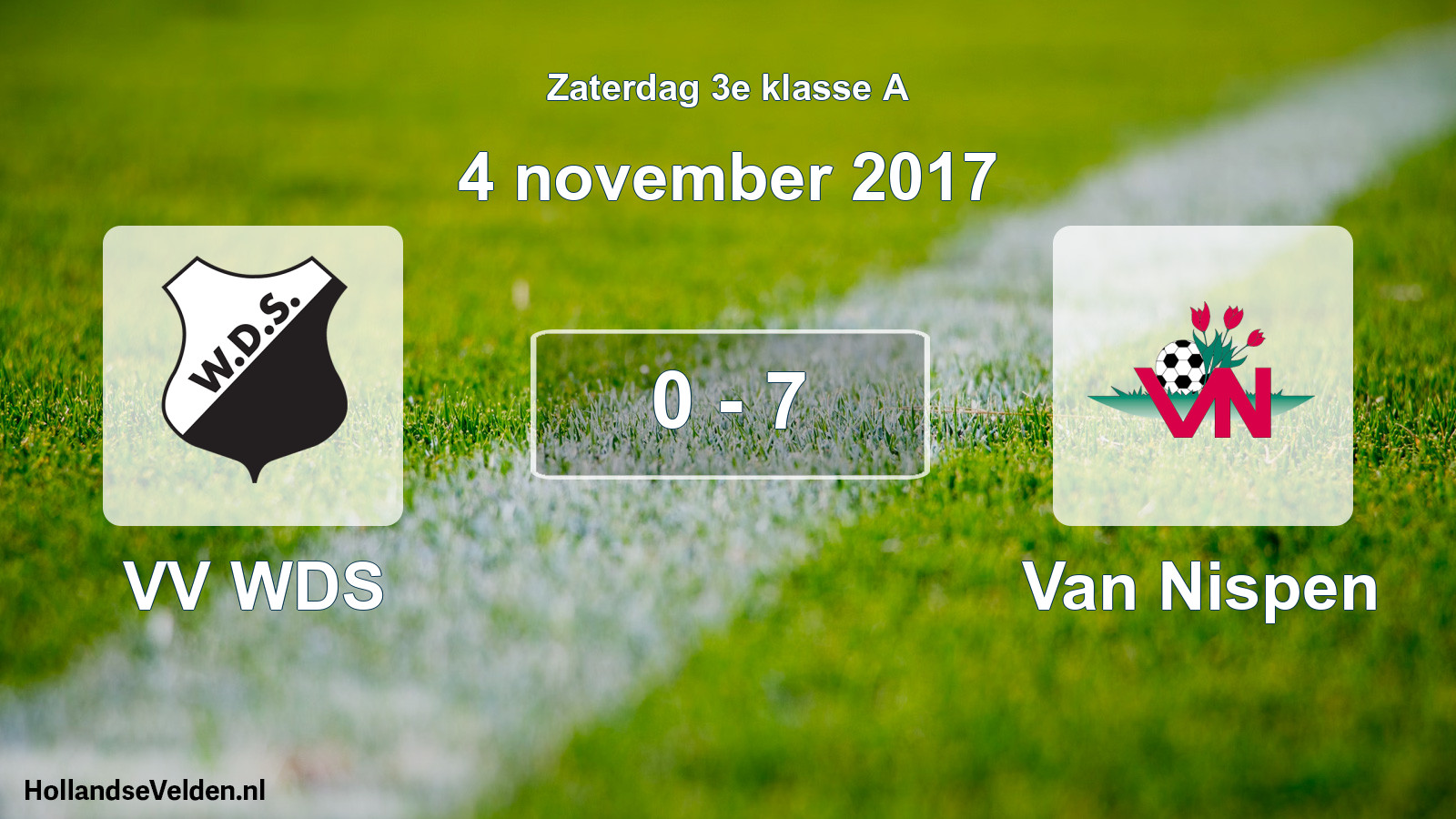 Total number of matches played: VV WDS - Van Nispen 0 - 7 (4 November 2017)