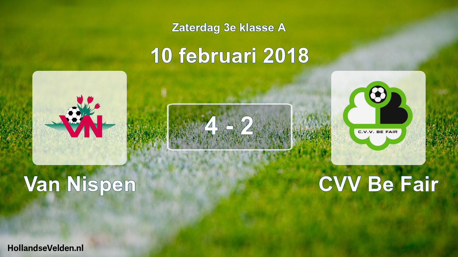 Total number of matches played: Van Nispen - CVV Be Fair 4 - 2 (10 February 2018)