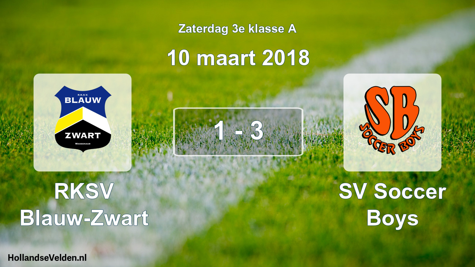 Total number of matches played: RKSV Blauw-Zwart - SV Soccer Boys 1 - 3 (10 March 2018)