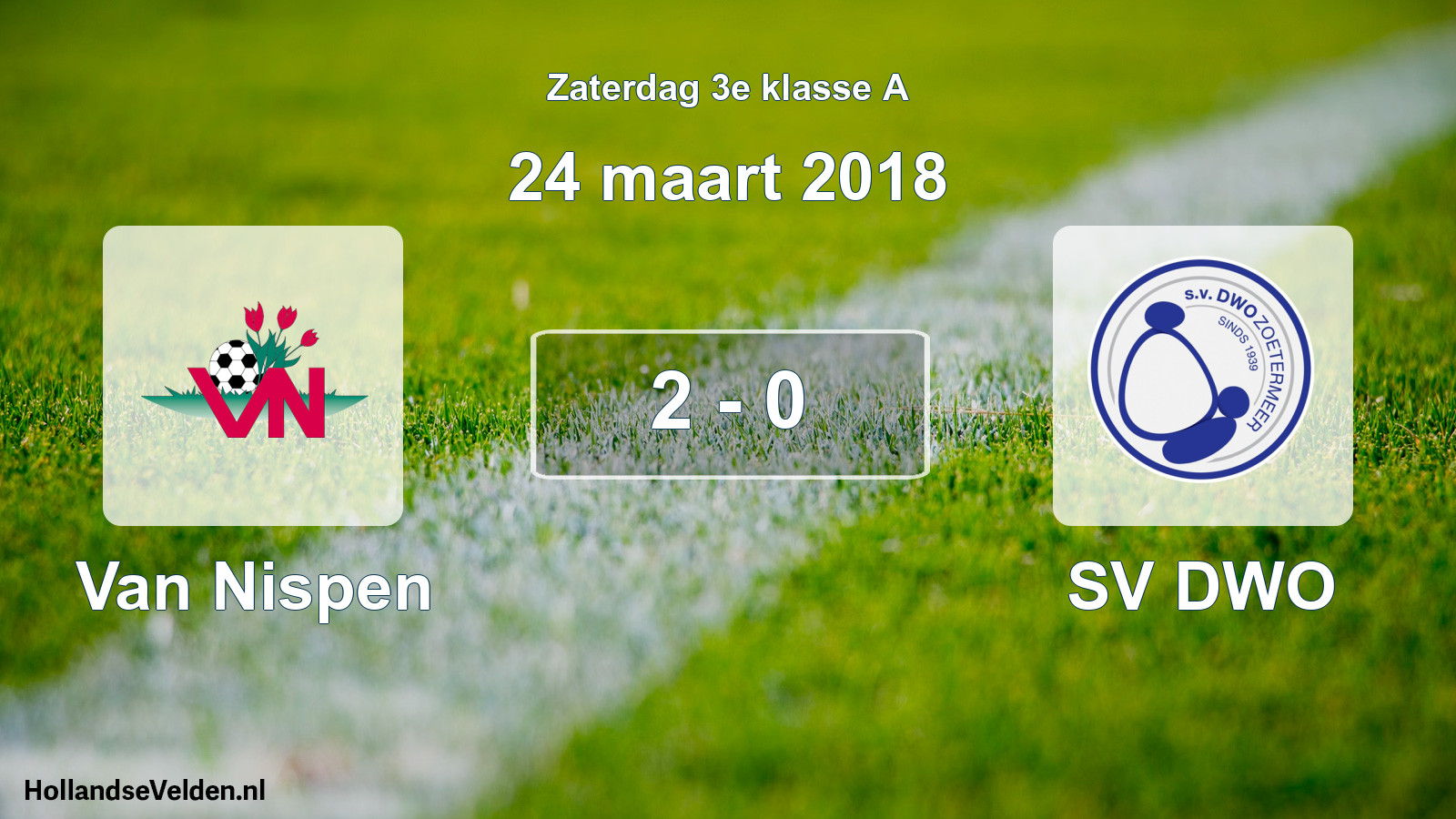 Total number of matches played: Van Nispen - SV DWO 2 - 0 (24 March 2018)