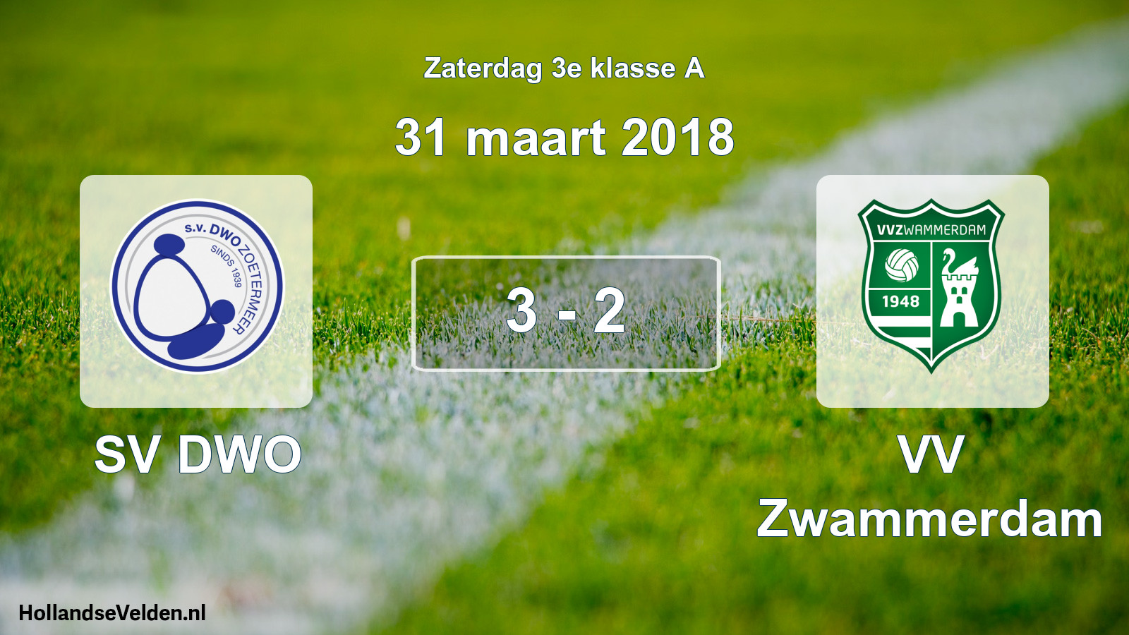 Total number of matches played: SV DWO - VV Zwammerdam 3 - 2 (31 March 2018)