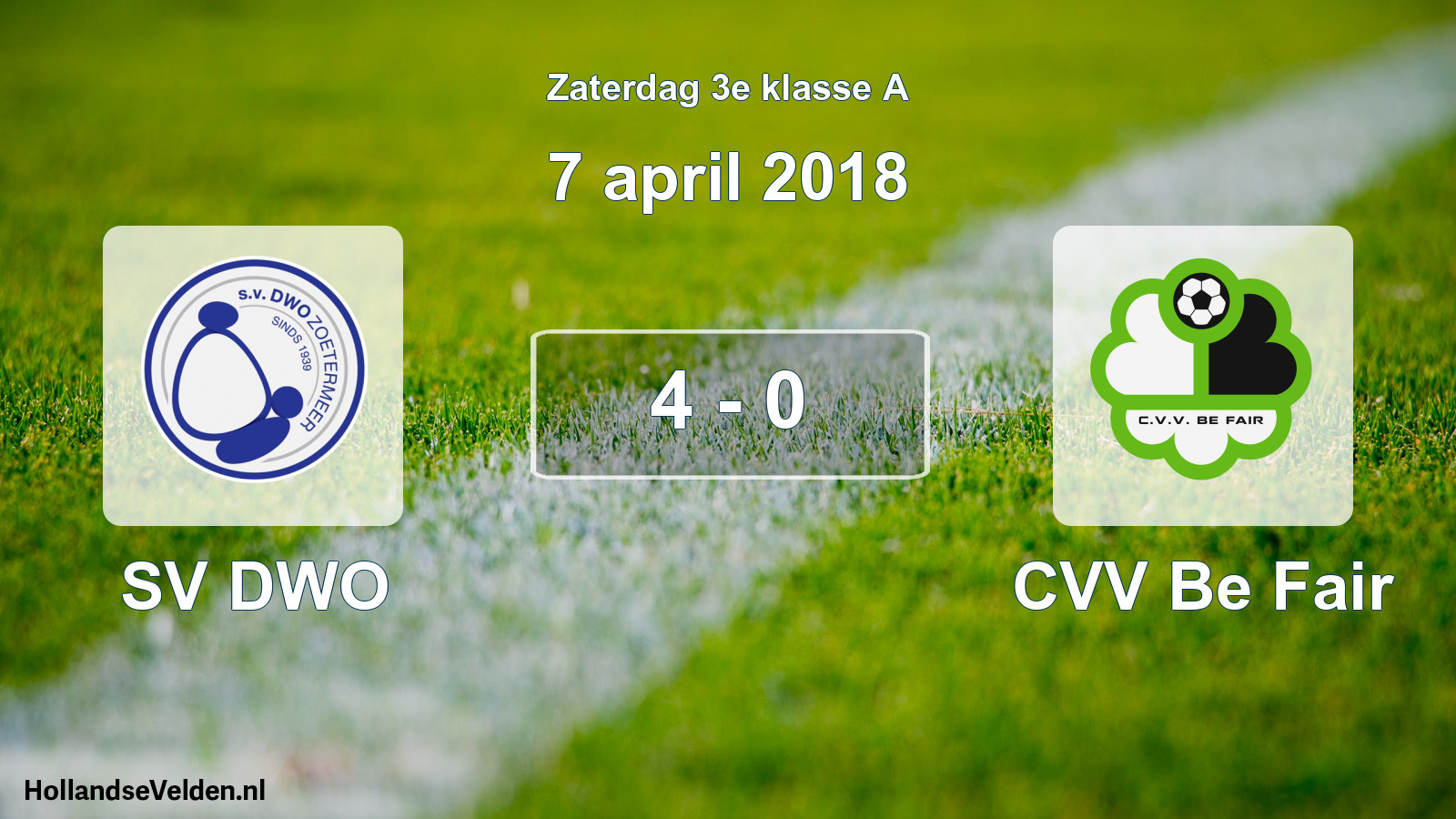 Total number of matches played: SV DWO - CVV Be Fair 4 - 0 (7 April 2018)