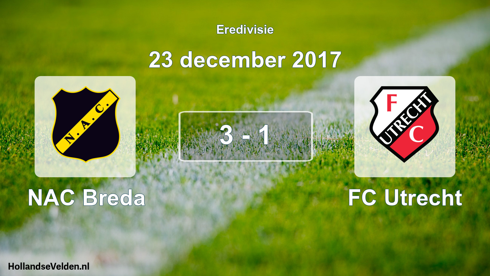 Total number of matches played: NAC Breda - FC Utrecht 3 - 1 (23 December 2017)