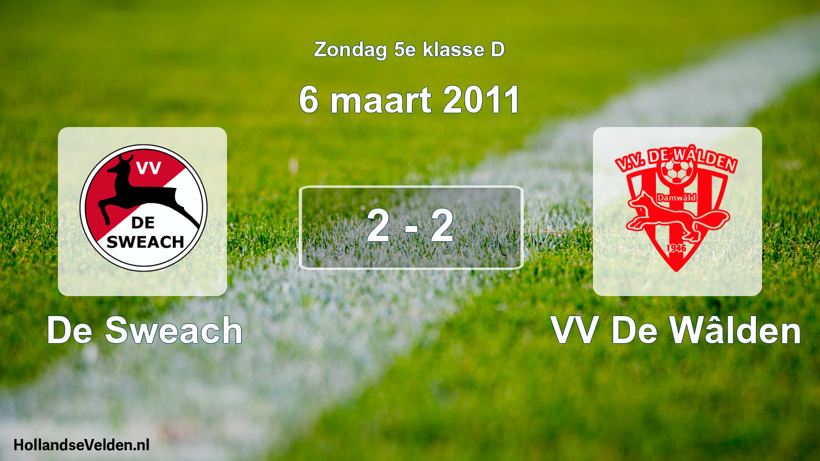 Total number of matches played: De Sweach - VV De Wâlden 2 - 2 (6 March 2011)