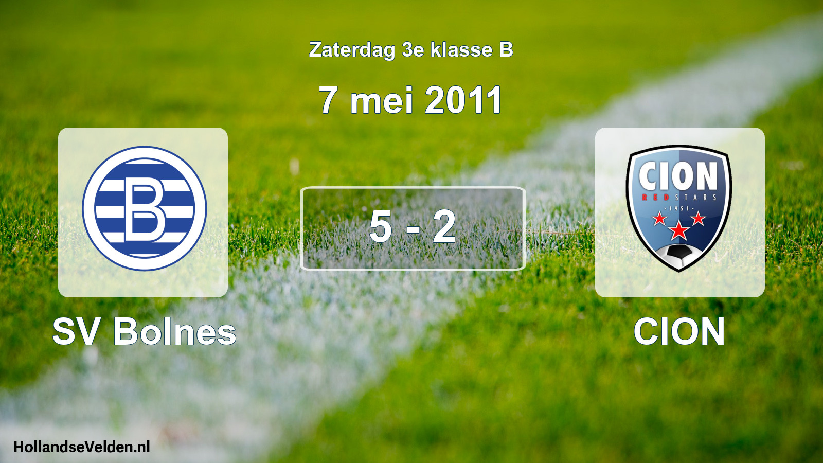 Total number of matches played: SV Bolnes - CION 5 - 2 (7 May 2011)