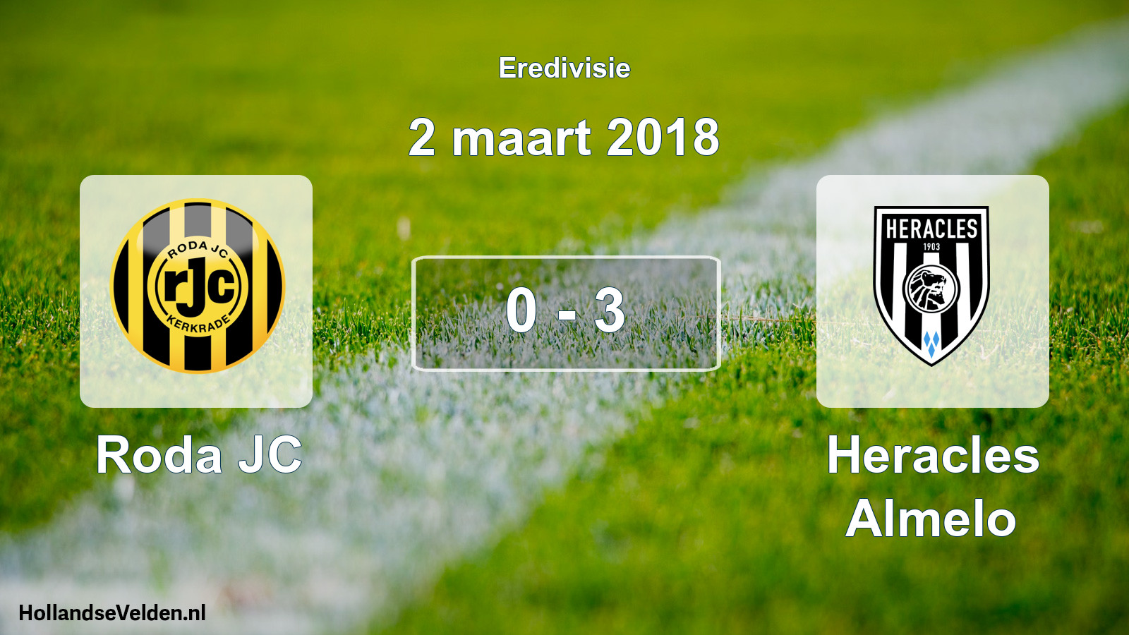 Total number of matches played: Roda JC - Heracles Almelo 0 - 3 (2 March 2018)