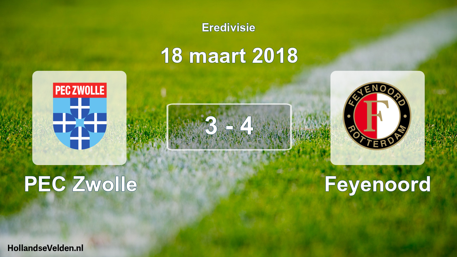 Total number of matches played: PEC Zwolle - Feyenoord 3 - 4 (18 March 2018)