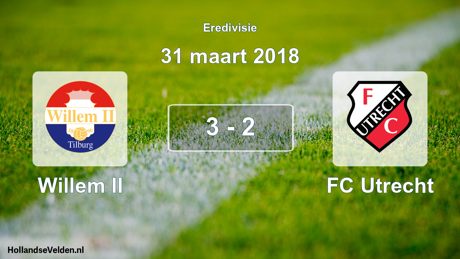 Total number of matches played: Willem II - FC Utrecht 3 - 2 (31 March 2018)