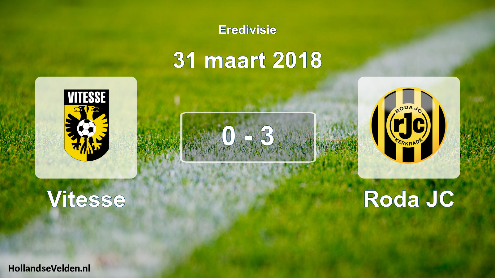 Total number of matches played: Vitesse - Roda JC 0 - 3 (31 March 2018)