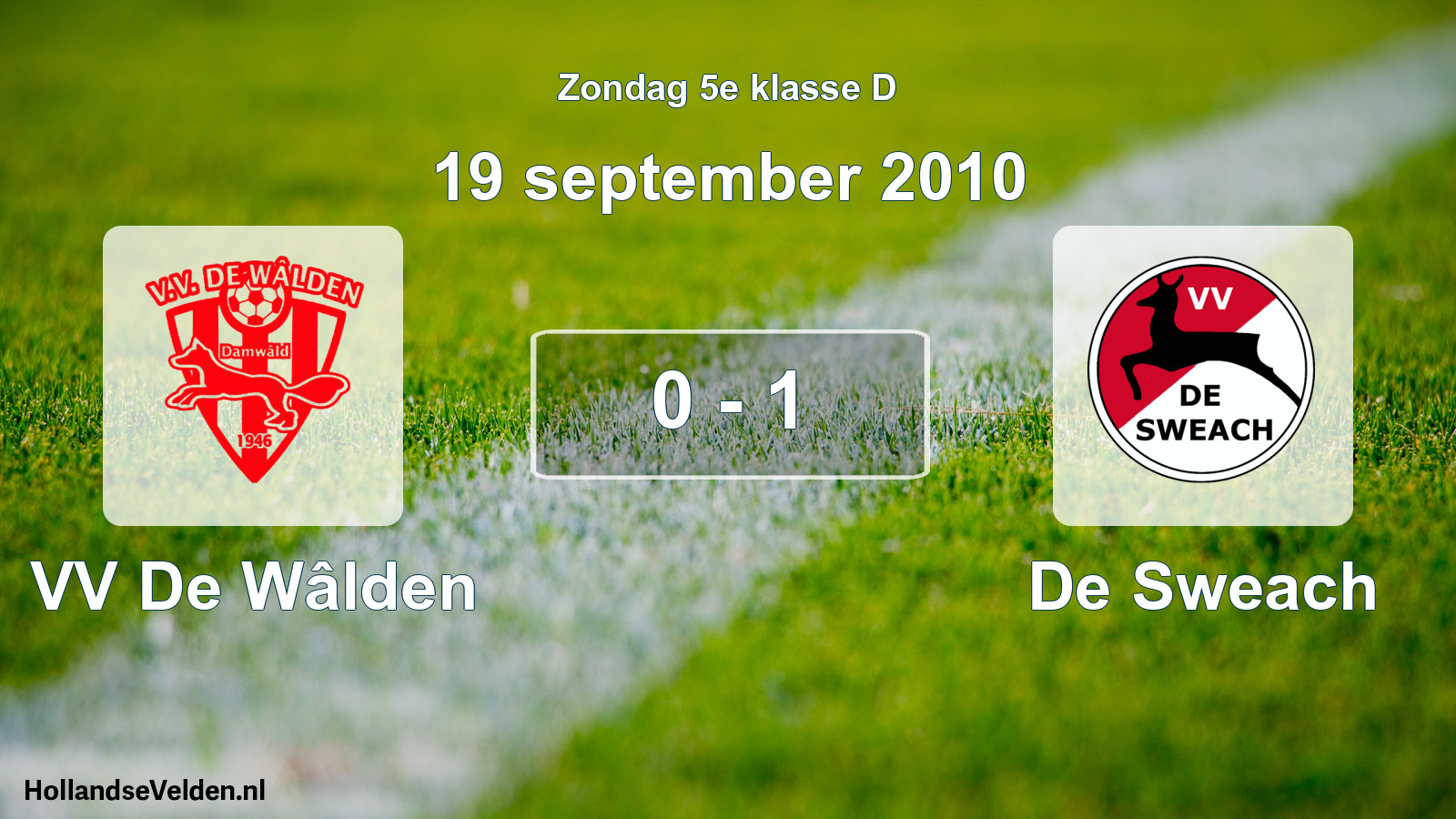 Total number of matches played: VV De Wâlden - De Sweach 0 - 1 (19 September 2010)