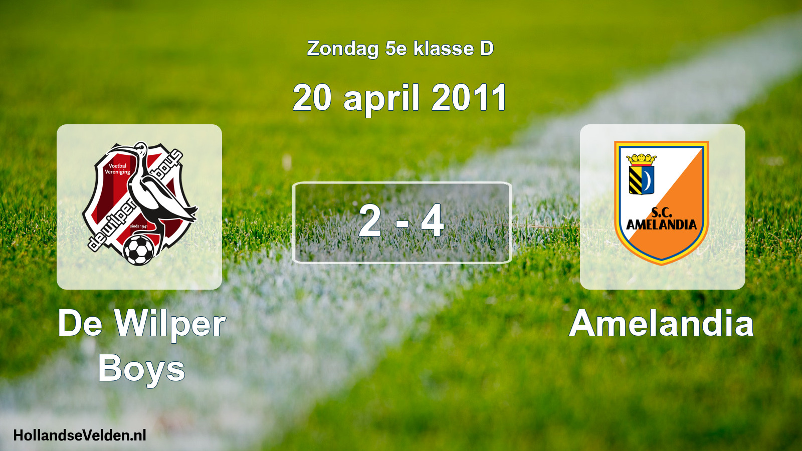 Total number of matches played: De Wilper Boys - Amelandia 2 - 4 (20 April 2011)