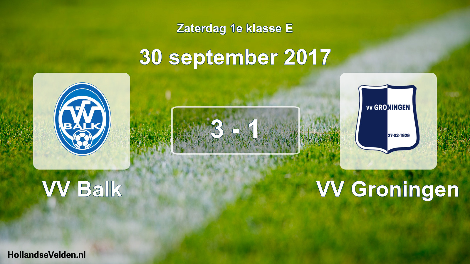 Total number of matches played: VV Balk - VV Groningen 3 - 1 (30 September 2017)