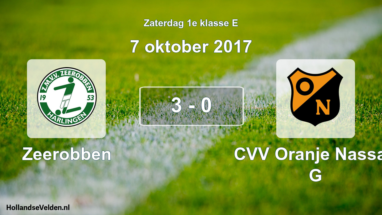 Total number of matches played: Zeerobben - CVV Oranje Nassau G 3 - 0 (7 October 2017)