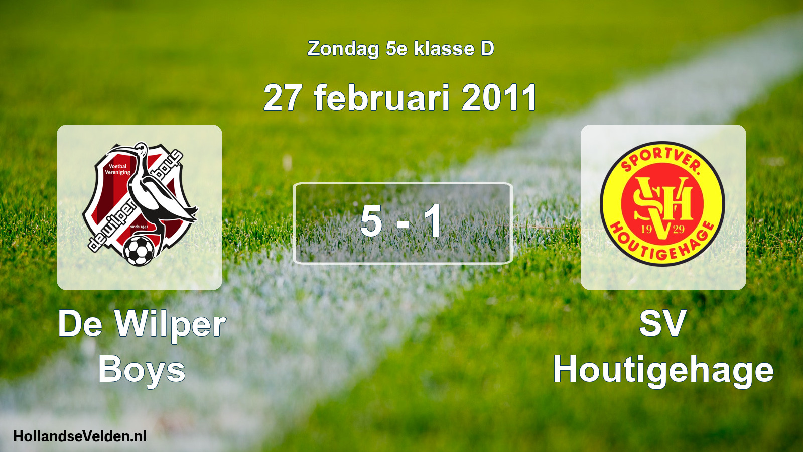 Total number of matches played: De Wilper Boys - SV Houtigehage 5 - 1 (27 February 2011)
