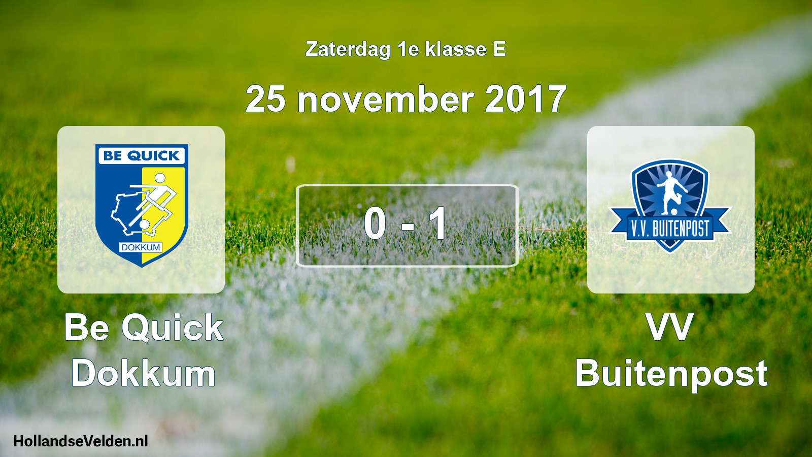 Total number of matches played: Be Quick Dokkum - VV Buitenpost 0 - 1 (25 November 2017)