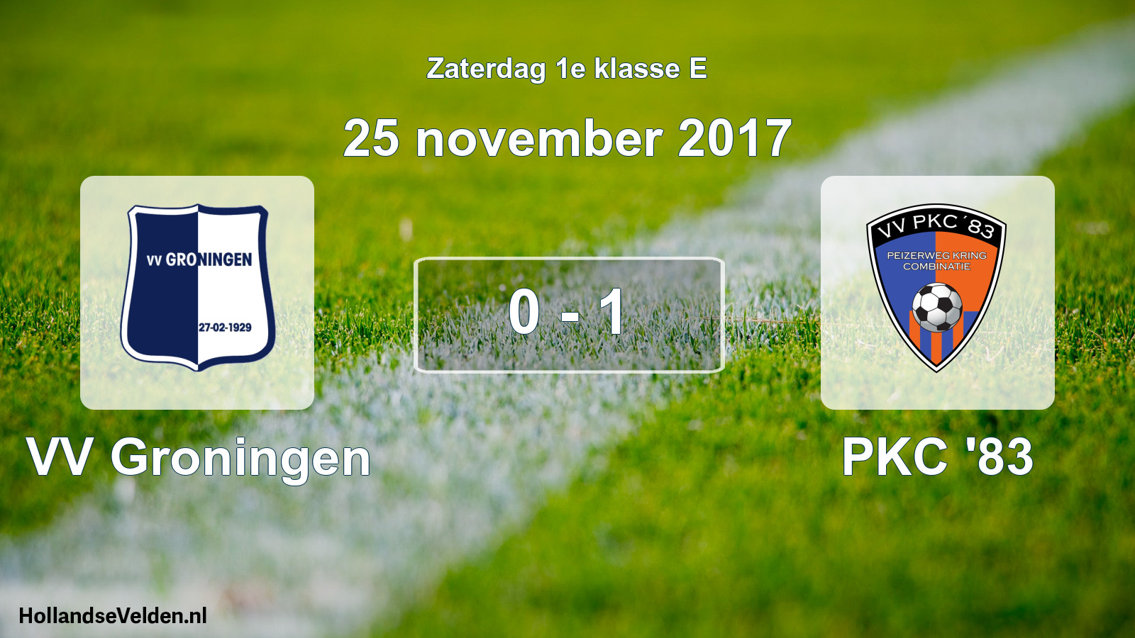 Total number of matches played: VV Groningen - PKC '83 0 - 1 (25 November 2017)