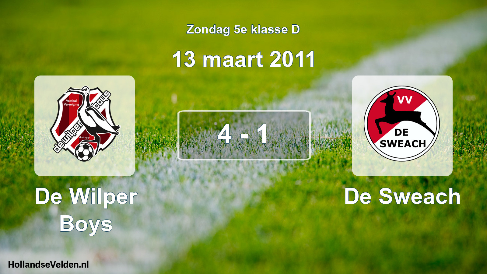 Total number of matches played: De Wilper Boys - De Sweach 4 - 1 (13 March 2011)