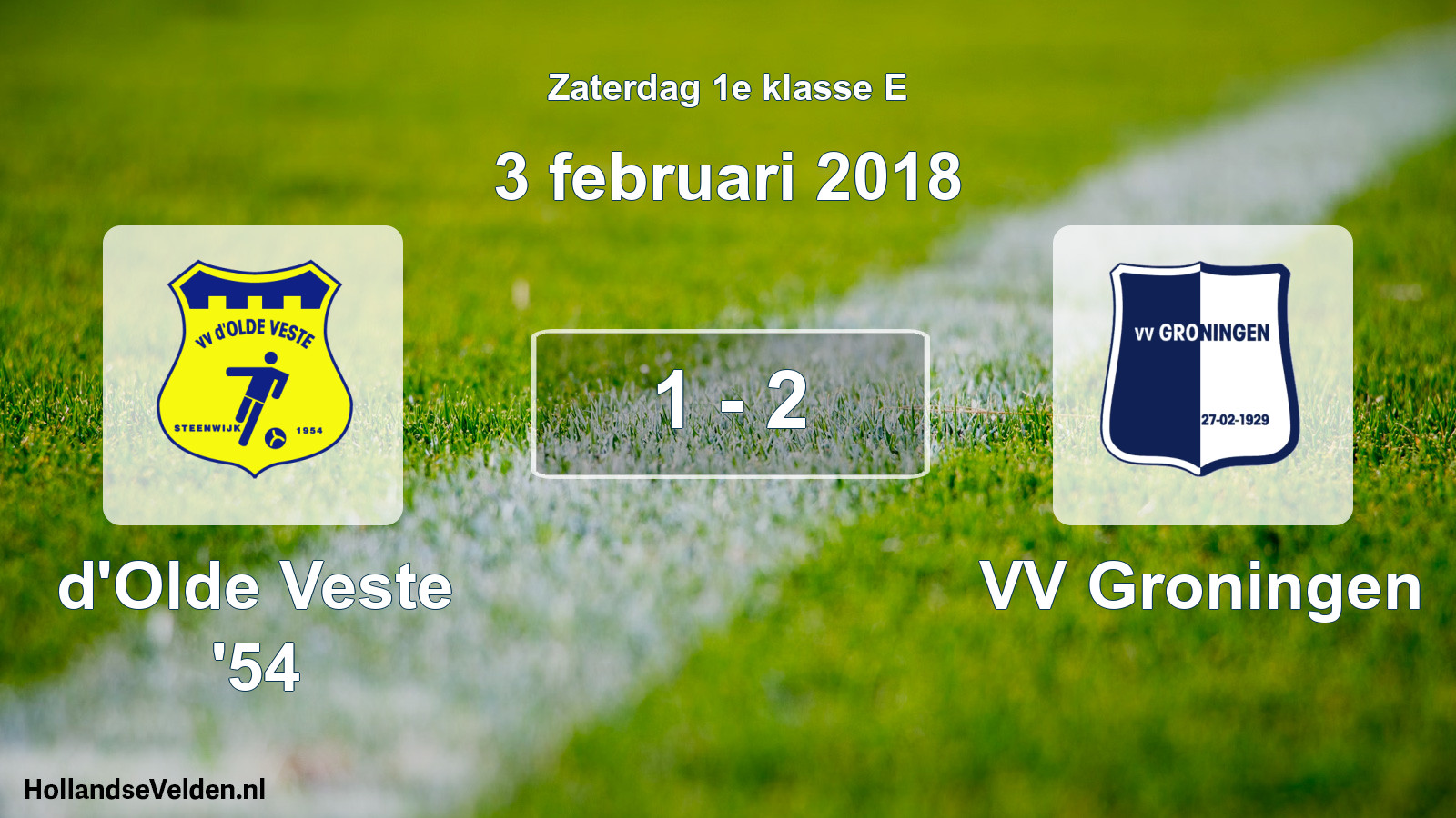 Total number of matches played: d'Olde Veste '54 - VV Groningen 1 - 2 (3 February 2018)