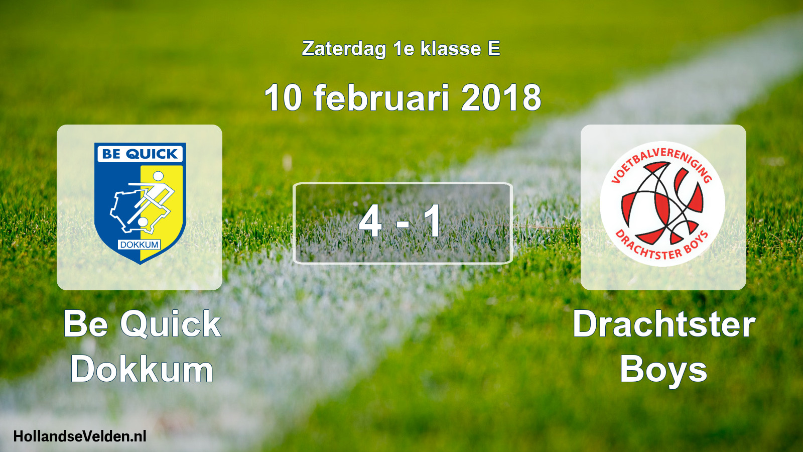 Total number of matches played: Be Quick Dokkum - Drachtster Boys 4 - 1 (10 February 2018)